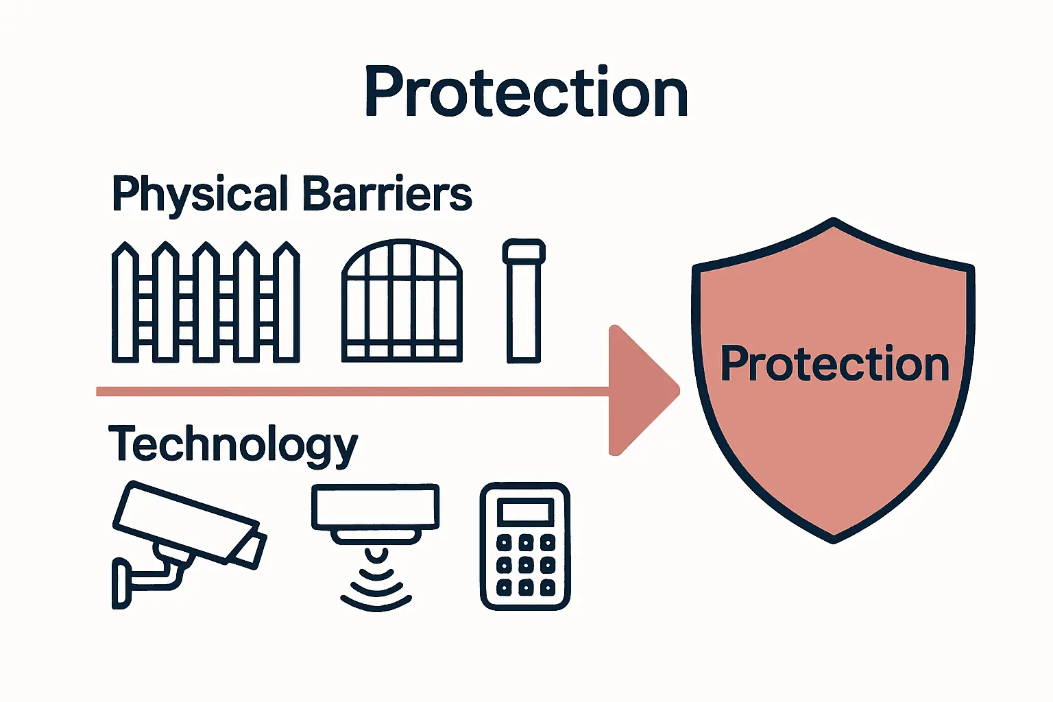 Infographic comparing physical and technological perimeter security elements