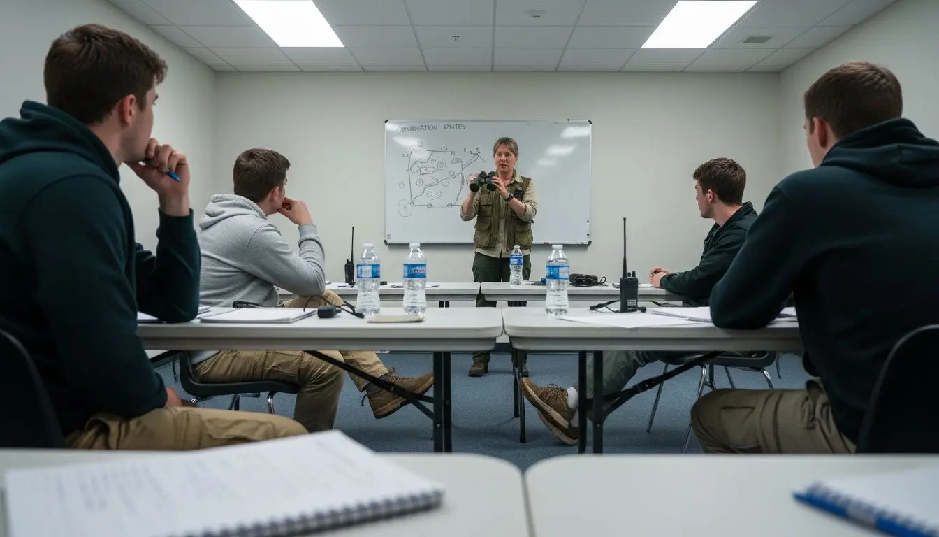 Surveillance trainees learning observation skills