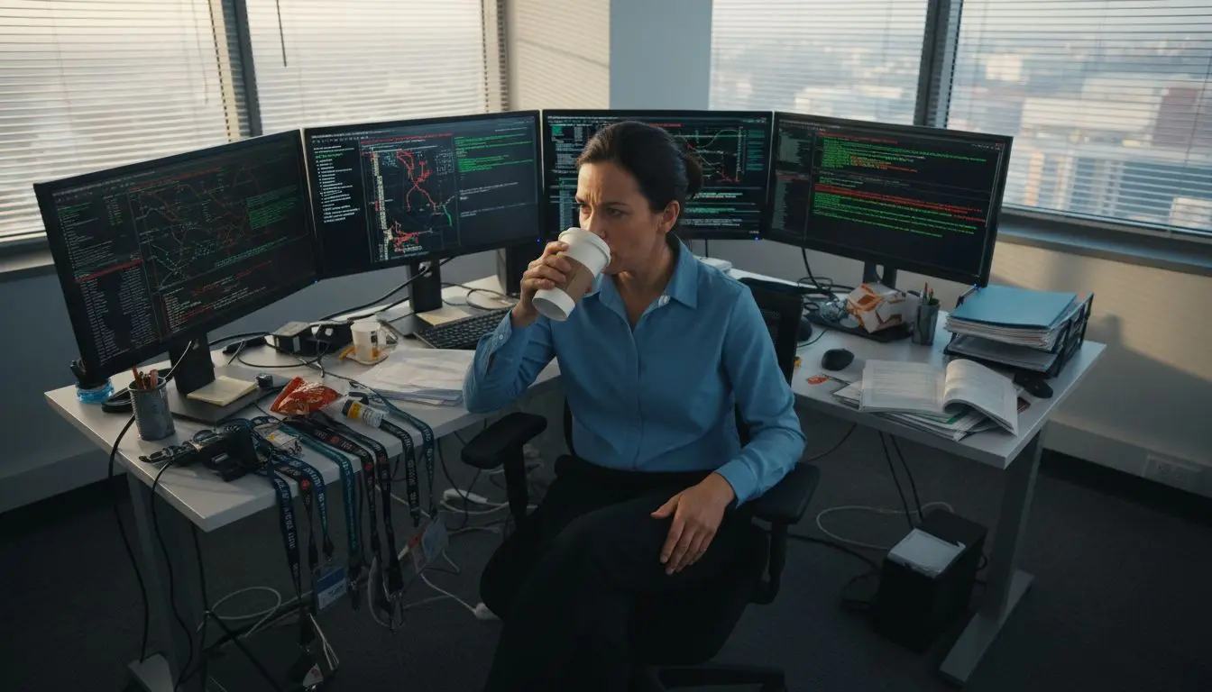 Security analyst monitoring remote systems