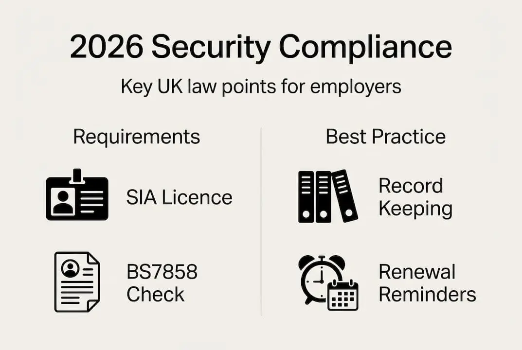 Infographic summarizing 2026 security employment law