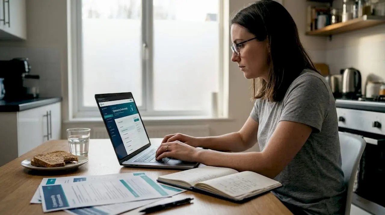 Woman studying cyber security skills at home