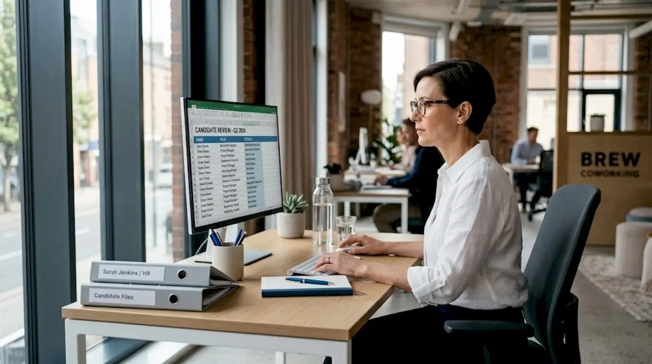 HR manager reviewing candidates in office